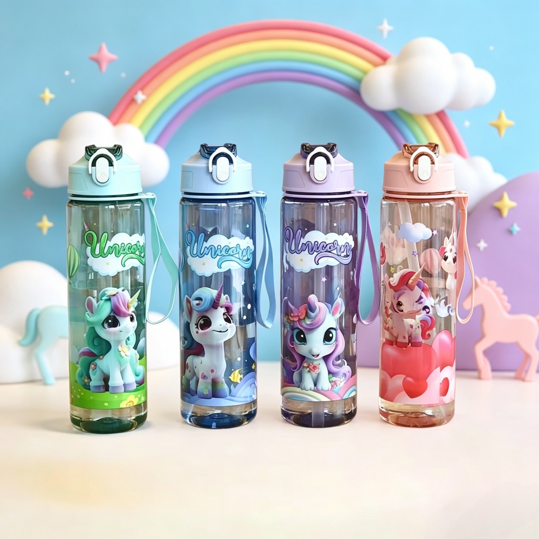 Aquatic Gym - Botol Air Unicorn Kartun Transparan, Desain